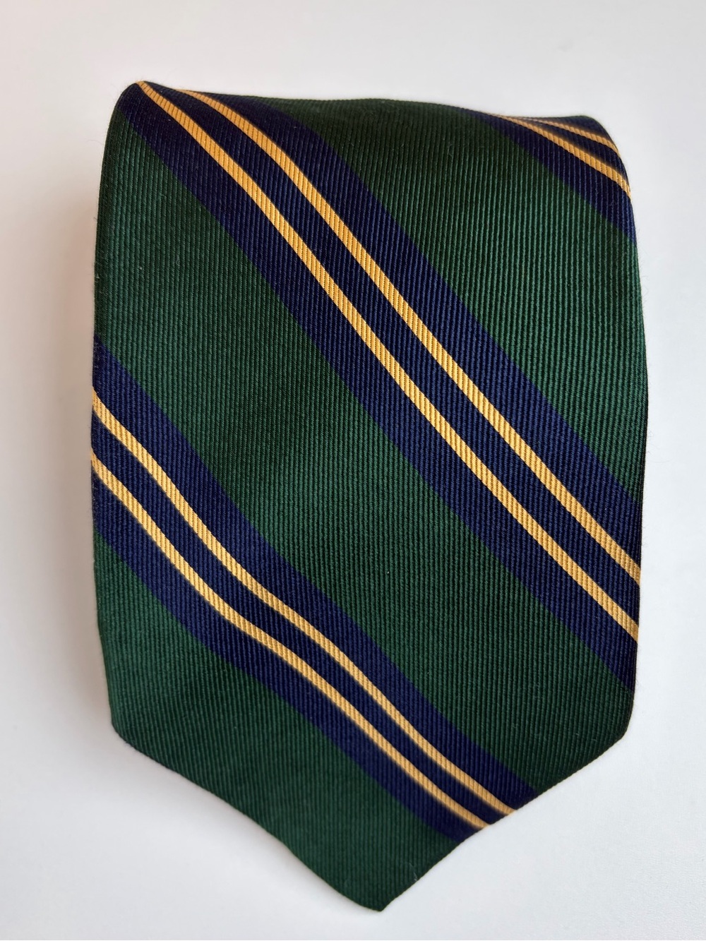Land’s End Direct Merchants Green Repp Vintage Necktie | 100% Silk